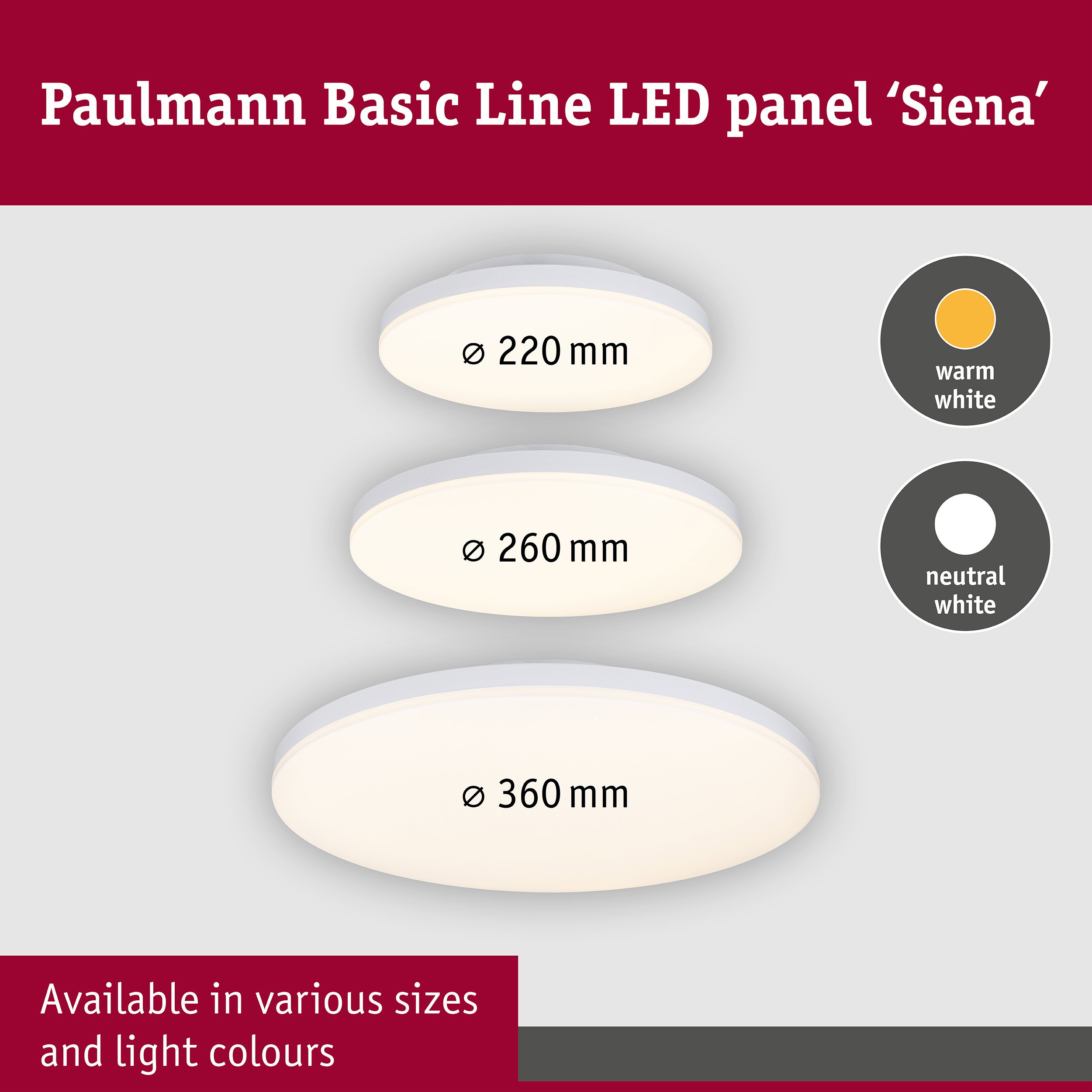 LED Ceiling light Siena 3000K 220mm 1000lm 230V 12,3W