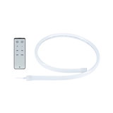 White flexible LED light strip with remote control for dimmable ambient lighting and modern decor