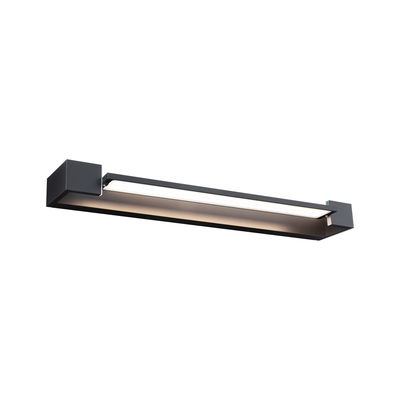 Black metal LED wall light with long rectangular design for modern indoor lighting solutions