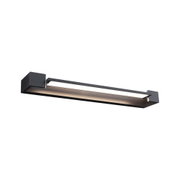 Black metal LED wall light with long rectangular design for modern indoor lighting solutions