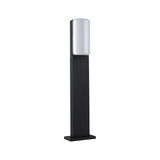 Black outdoor light with white plastic diffuser, modern garden path lighting for outdoor use