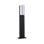 Black outdoor light with white plastic diffuser, modern garden path lighting for outdoor use