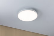 Round white LED ceiling light with matte plastic housing for modern room lighting