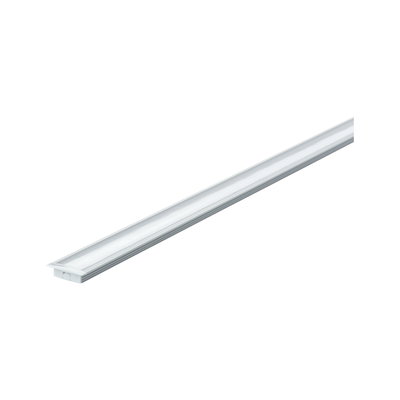 Long white LED recessed light in aluminium with diffuser cover for modern interior lighting