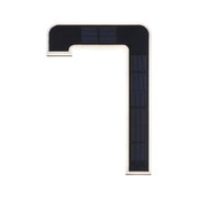 Modern L-shaped LED light with black solar panel and white frame for outdoor lighting solutions