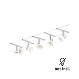 Spot sur câble moderne avec cinq LED blanches en métal pour un éclairage flexible