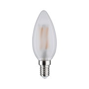 Ampoule LED bougie blanche givrée avec culot E14 et filaments visibles pour éclairage décoratif