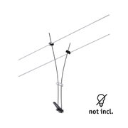 Black cable suspension with metal clamp for LED cable lighting system without bulbs