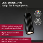 Zwarte URail pendel Lirena met opvallende lamellenlook en verwisselbare GU10-lamp
