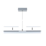 Silver LED pendant light with steel cable and rectangular ceiling mount for modern interiors