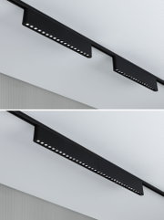 Schwarze LED-Schienenleuchte aus Metall mit mehreren Lichtquellen für moderne Innenbeleuchtung
