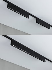 Black metal LED track light with multiple light sources for modern interior lighting solutions