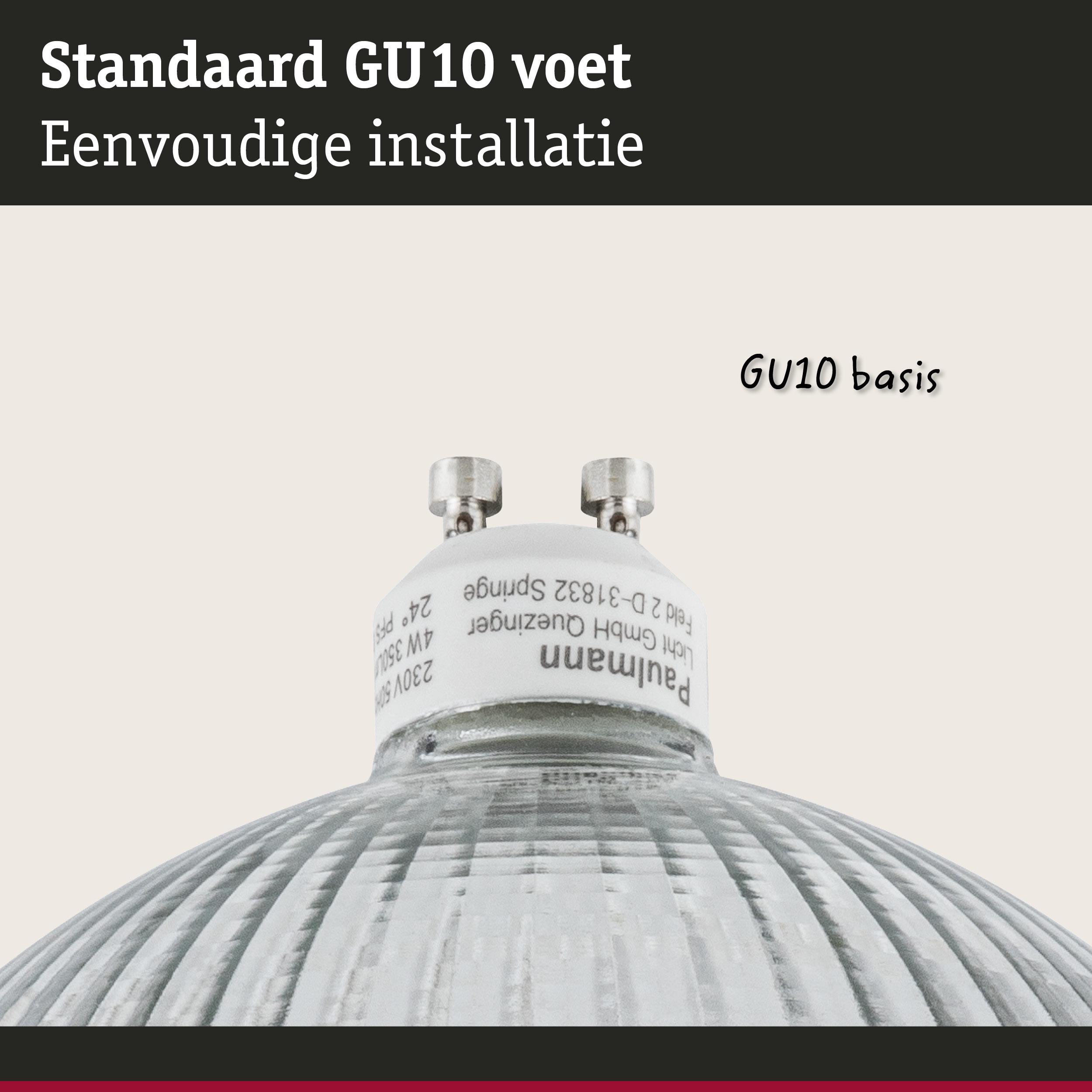 Close-up van een GU10 lampvoet van glas en metaal voor eenvoudige installatie in verlichting