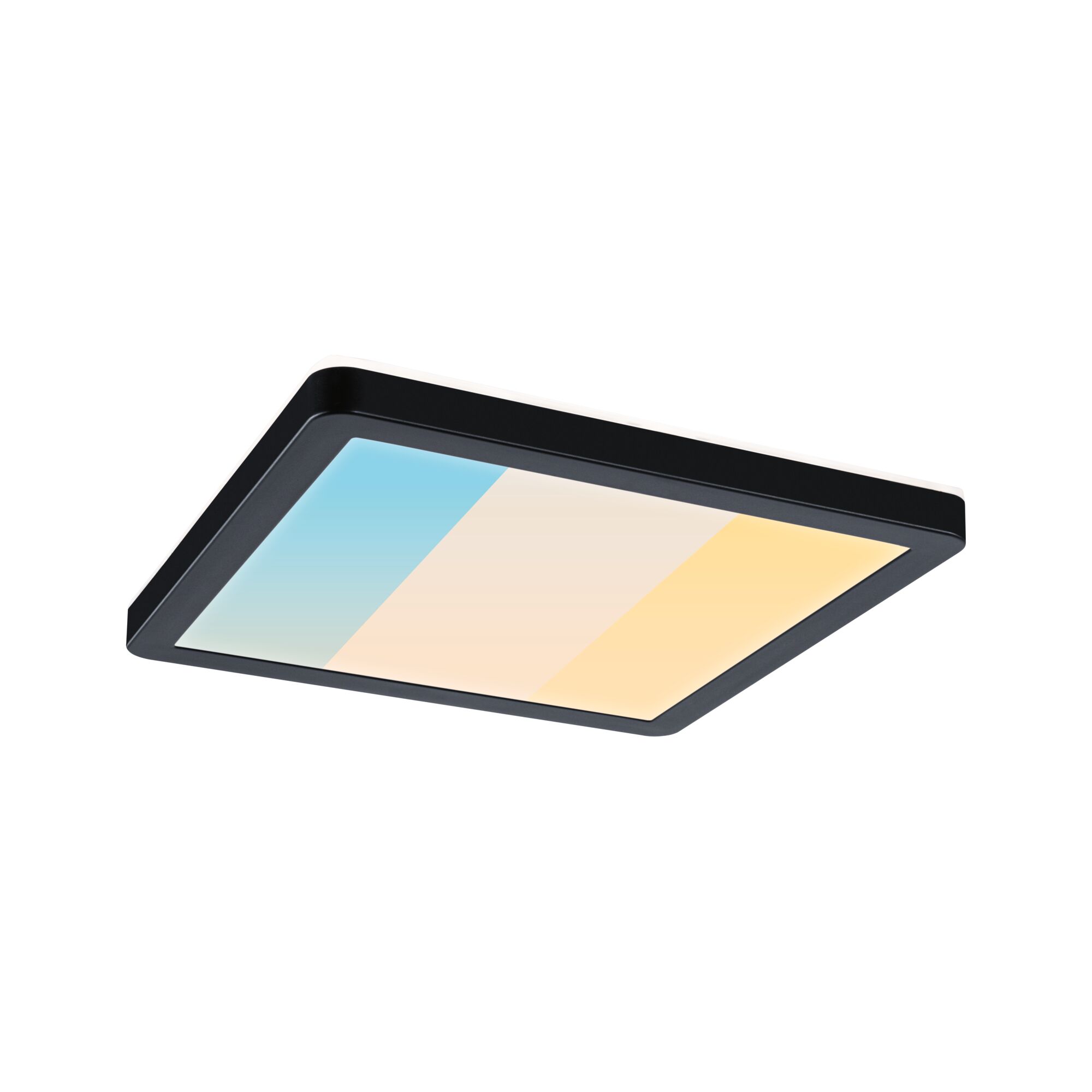 LED Panel Atria Shine White Select IP44 angular 190x190mm 8W 1160lm 3000 - 6500K Black Rectangular LED ceiling light with black frame and adjustable color temperature gradient