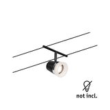 Black and white metal LED cable spotlight for modern indoor lighting without bulb included