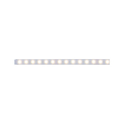 Long LED light strip with warm white light and transparent casing for modern room lighting
