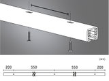Dessin technique d'un profilé en aluminium blanc avec vis et mesures en millimètres pour éclairage LED.