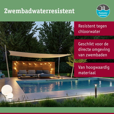 Zwembadwaterbestendige buitenverlichting van hoogwaardig materiaal, geschikt voor chloorhoudende zwembadomgeving