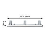 Chrome LED light bar with three round sockets, 420 x 75 mm, modern indoor lighting fixture