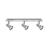 Three-light LED ceiling spotlight in brushed stainless steel for modern room lighting
