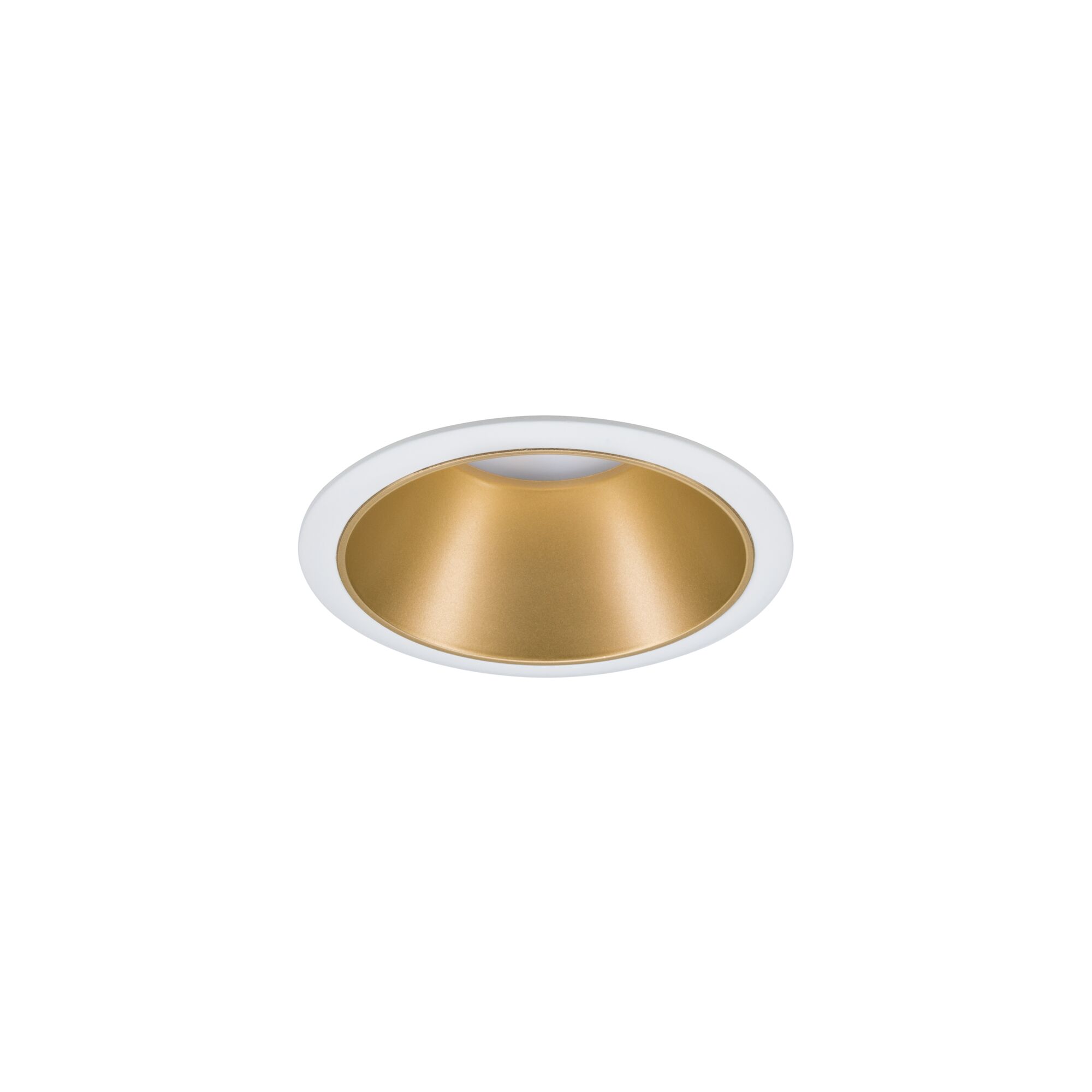 Spot encastré rond avec cadre blanc et réflecteur doré pour éclairage LED moderne