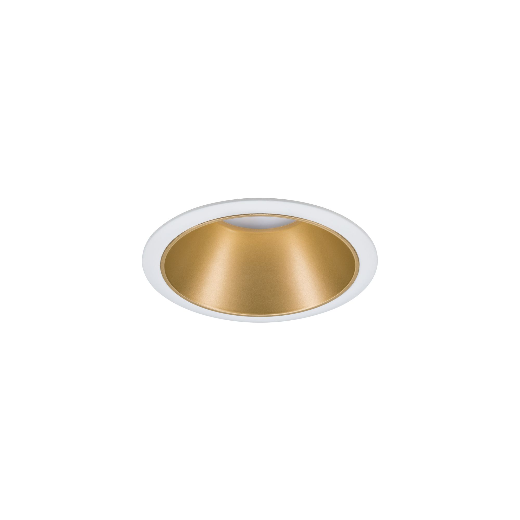 Ronde metalen inbouwspot in wit met gouden reflector voor moderne LED-verlichting