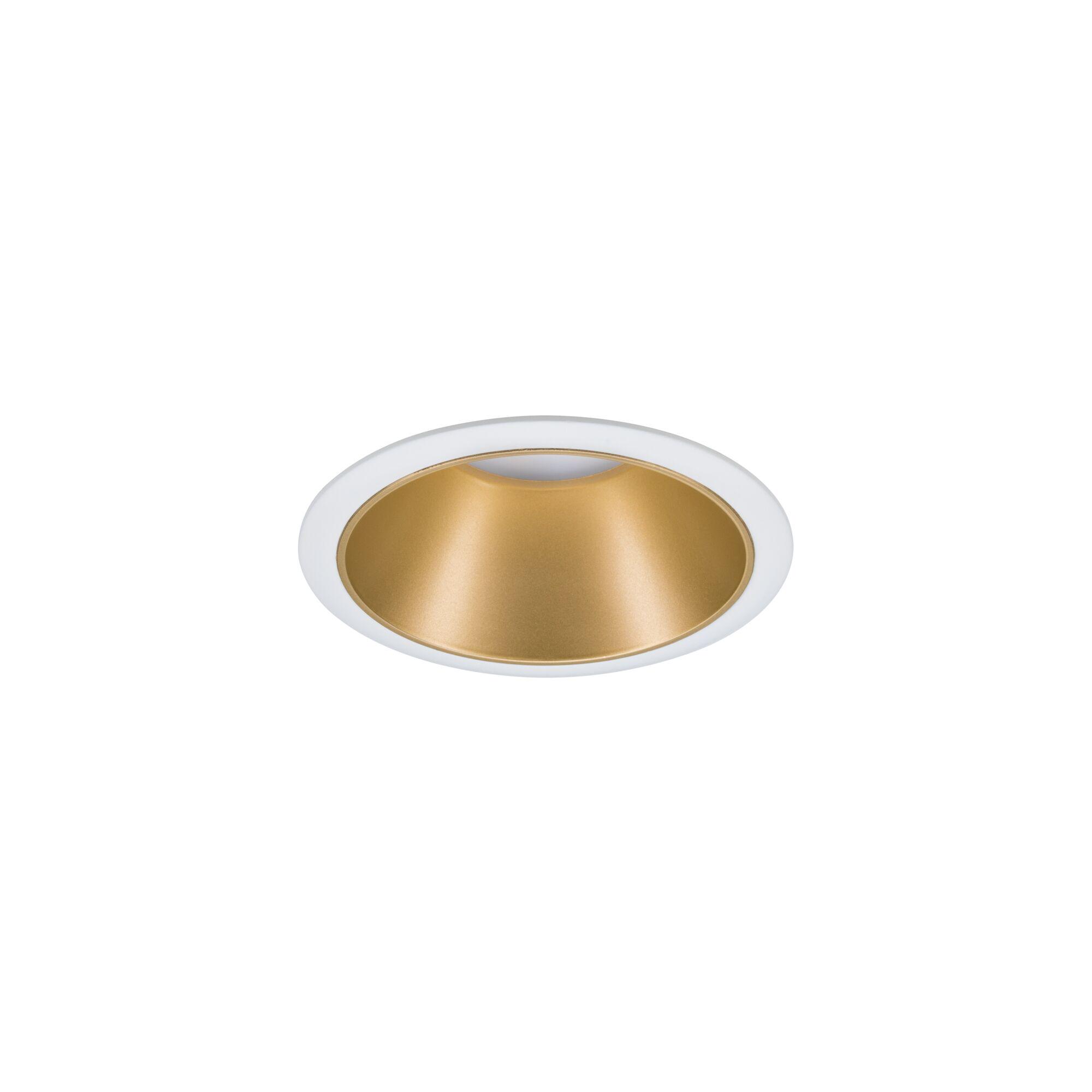 Round metal recessed spotlight in white with gold reflector for modern LED lighting solutions