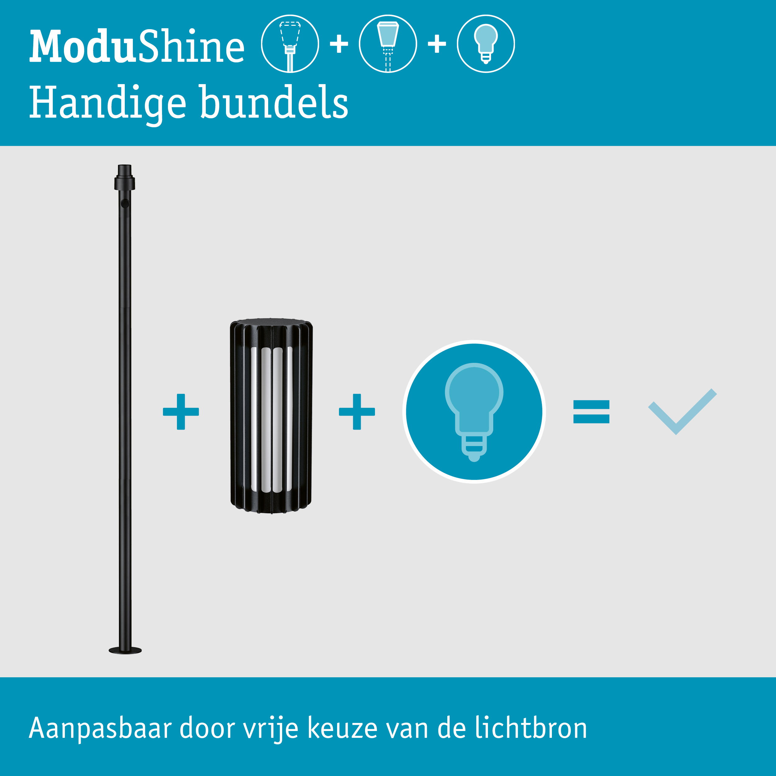 Set ModuShine Paaltje Ferina hoog zonder sensor Antraciet