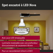 Spot encastré LED 3-Step-Dim Nova orientable rond 84mm 50° GU10 6,5W 460lm 230V gradable 2700K Blanc dépoli