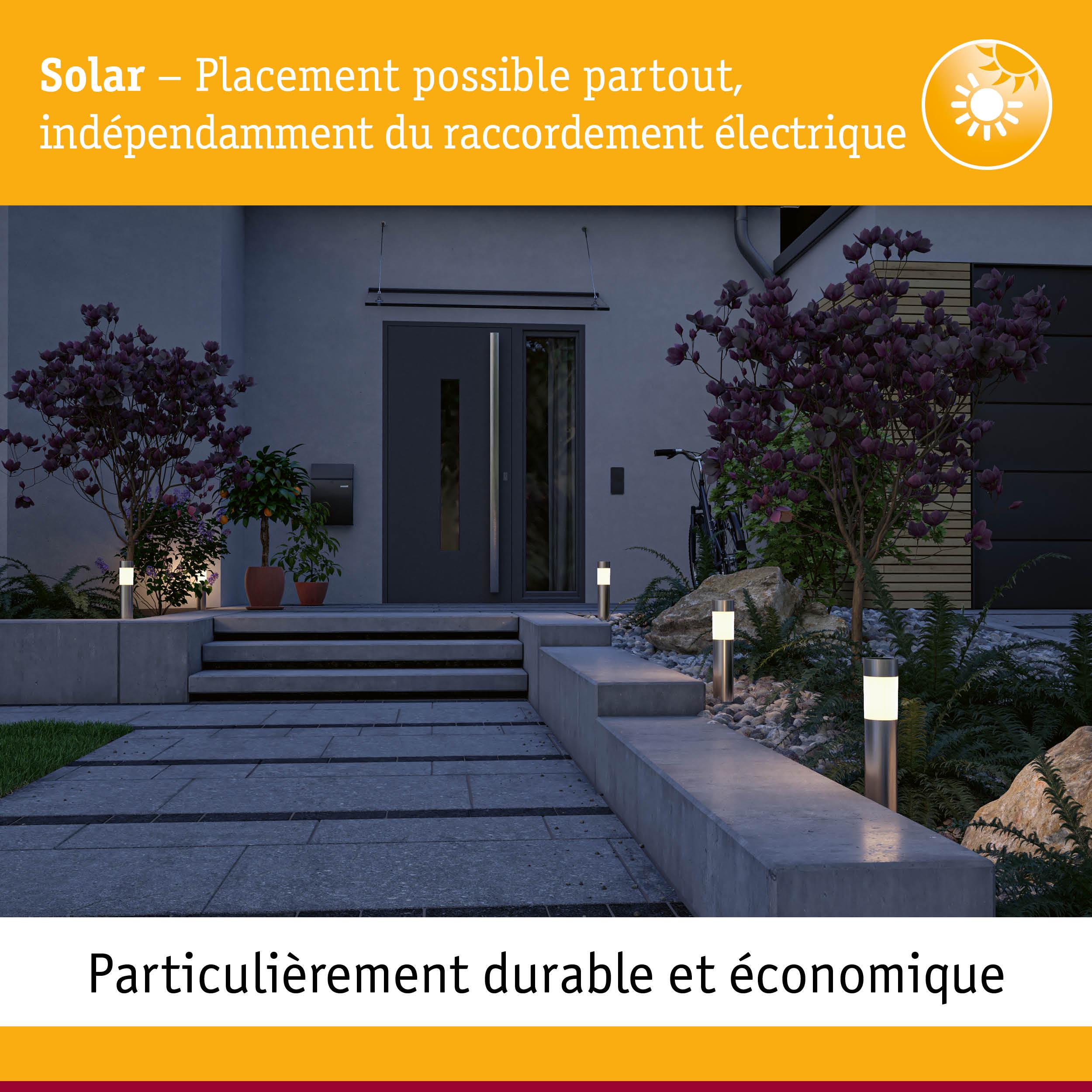 Lampes solaires en acier inoxydable pour allée dans jardin moderne avec éclairage extérieur économique