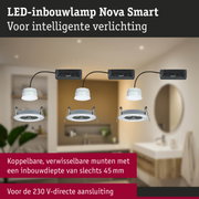 Witte LED-inbouwlamp Nova Smart met zwarte kabel voor intelligente verlichting