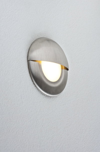Applique murale LED ronde en acier inoxydable brossé avec lumière blanc chaud pour intérieurs modernes