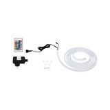 White LED Neon Flex light strip with remote, power adapter, and mounting clips for flexible lighting