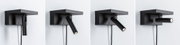 Schwarze LED-Wandleuchte aus Metall mit verstellbarem Zylinderlicht und Textilkabel für modernes Ambiente
