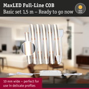 MaxLED Full-Line COB warm white LED strip 1.5 m with power supply for delicate profiles