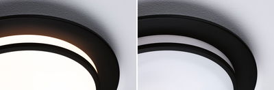 Schwarze Deckenleuchte mit rundem Design und warmweißem sowie kaltweißem LED-Licht für Wohnräume