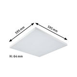Square white LED ceiling light 595x595 mm with 64 mm height for modern room lighting