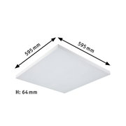 Quadratische weiße LED-Deckenleuchte 595x595 mm mit 64 mm Höhe für moderne Raumbeleuchtung