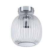 Plafonnier en verre transparent cannelé avec métal chromé au design moderne pour intérieur