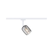 Moderner weißer Schienenspot mit grauem Glas und LED-Leuchte für flexible Raumbeleuchtung
