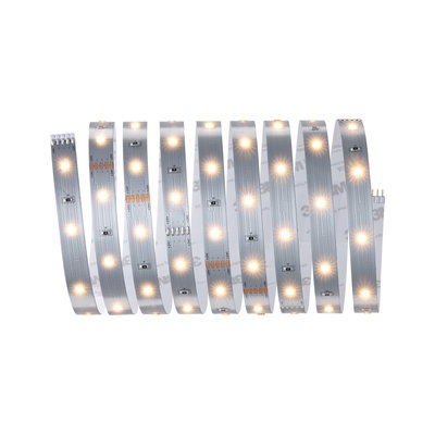 Flexibele LED-strip met warmwitte lampjes op zilveren printplaat voor moderne binnenverlichting