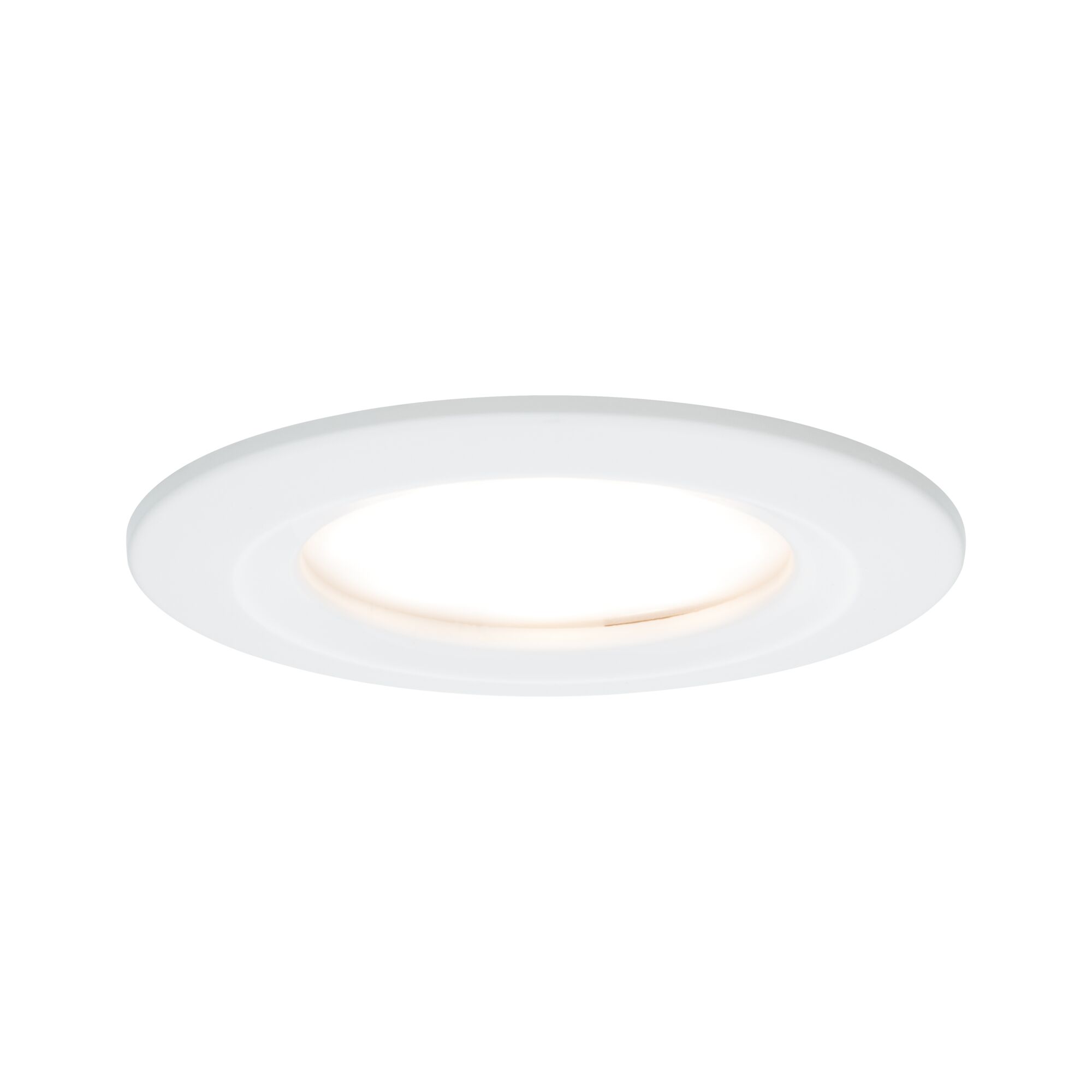 LED Downlight Nova Coin Single Light Rigid IP44 round 78mm Coin 6W 470lm 230V 2700K Matt white Round white LED recessed panel made of plastic with warm white light for modern room lighting