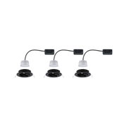 Trois spots encastrés LED blancs avec cadre noir et câble pour éclairage moderne