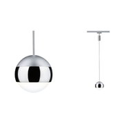 Moderne Pendelleuchte Kugel aus Metall in Silber mit weißem Diffusor für stilvolle Raumbeleuchtung