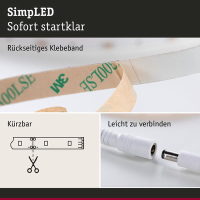LED-Lichtband mit rückseitigem Klebeband, zuschneidbar und leicht verbindbar für flexible Beleuchtung