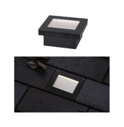 Black square metal LED recessed floor light with textured cover for outdoor use and garden lighting