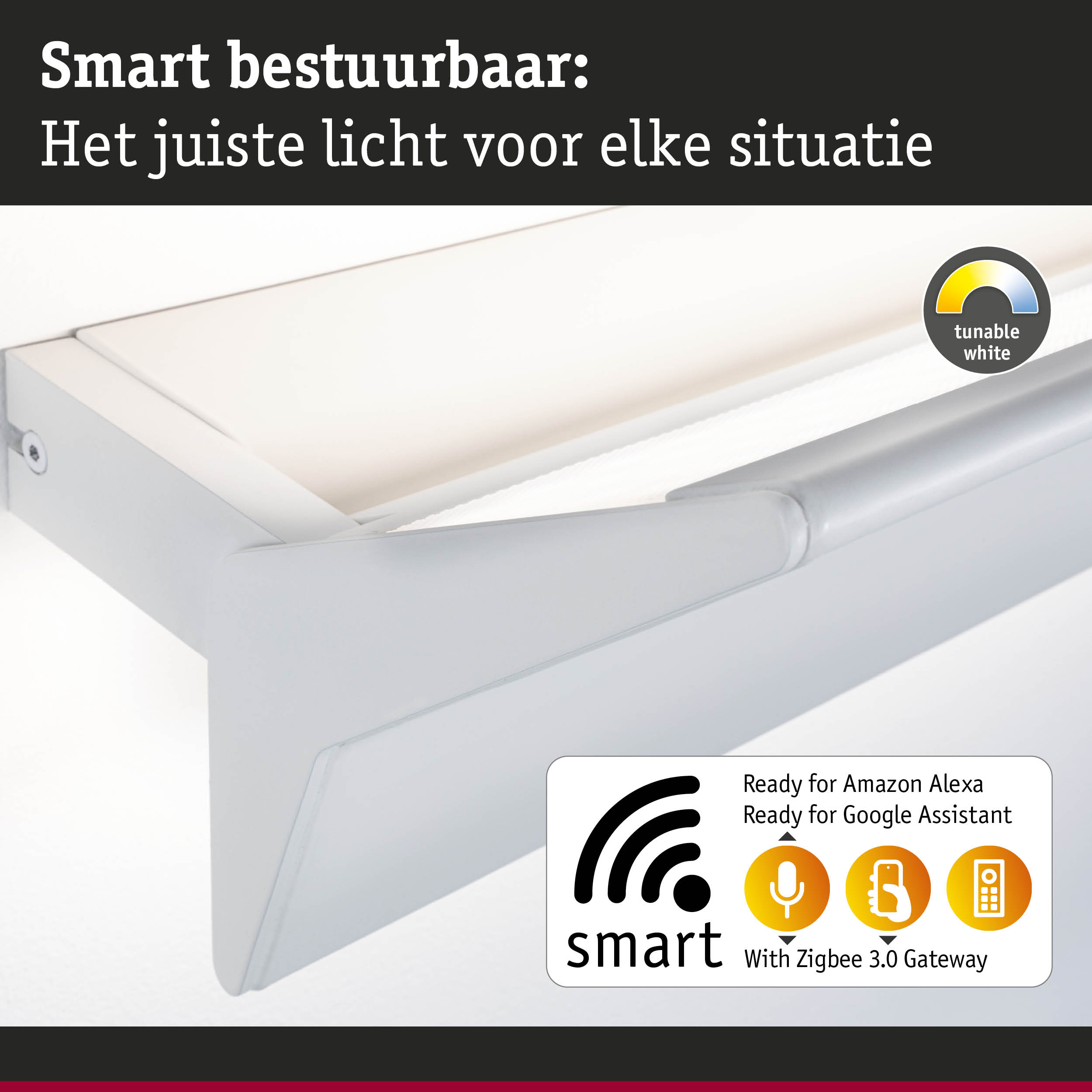 Wit smart bestuurbaar LED-licht met instelbare kleurtemperatuur voor verschillende situaties