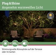 Warmweißes Plug & Shine Licht mit LED-Glühbirnen im Garten für stimmungsvolle Terrasse Beleuchtung