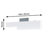 White LED track light measuring 166 x 50 x 20 mm, modern indoor rail lighting fixture