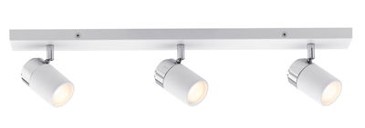 Trelampe hvid LED loftspot med kromdetaljer til moderne belysning